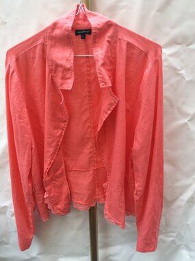 100% LINEN Coral Pink Structured Jacket - Size XL - PTP 22"